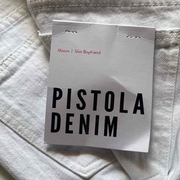 Pistola Mason Slim Boyfriend Jeans Women’s 27 White Ivory Distressed Mid Rise - Picture 7 of 12
